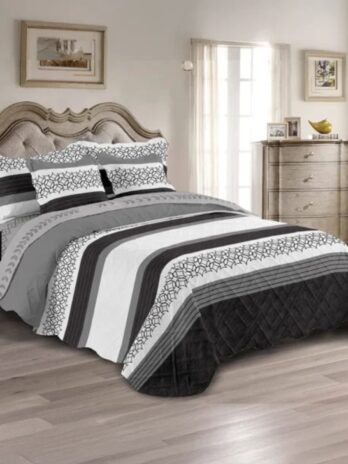 Cubrecama Reversible Estampado Doble Faz B&W