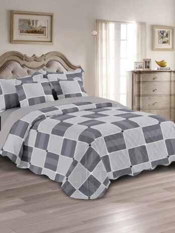 Cubrecama Estampado Reversible Doble Faz a cuadros