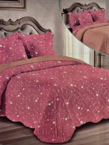 Cubrecama Reversible Rosa-Beige