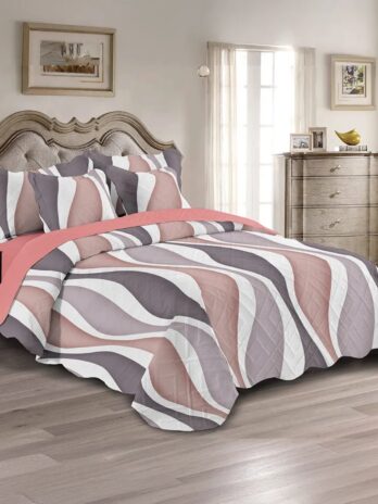 Cubrecama Reversible Doble Faz Rosa/Gris